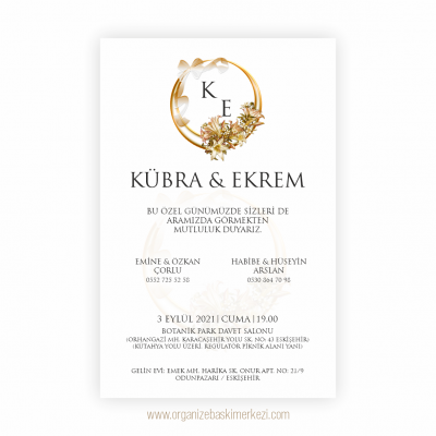 Sade Düğün Davetiyesi