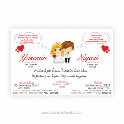 Şirin Gelin Damat Düğün Davetiyesi