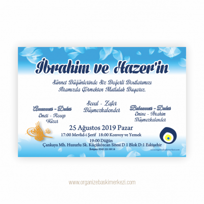 Tuğralı Nazar Boncuklu Sünnet Davetiyesi