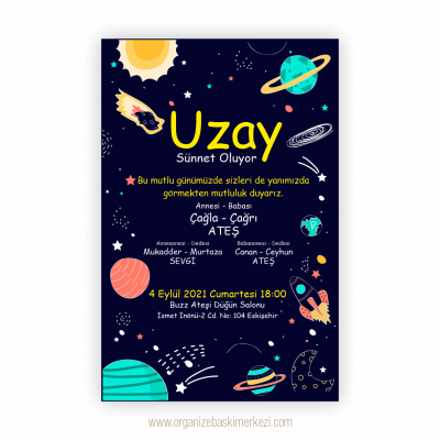 Uzay Sünnet Davetiyesi (dikey)